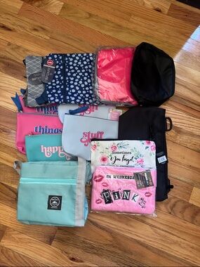NWT/NWOT Bundle of 10 Assorted Cosmetic & Travel Pouches and Bags